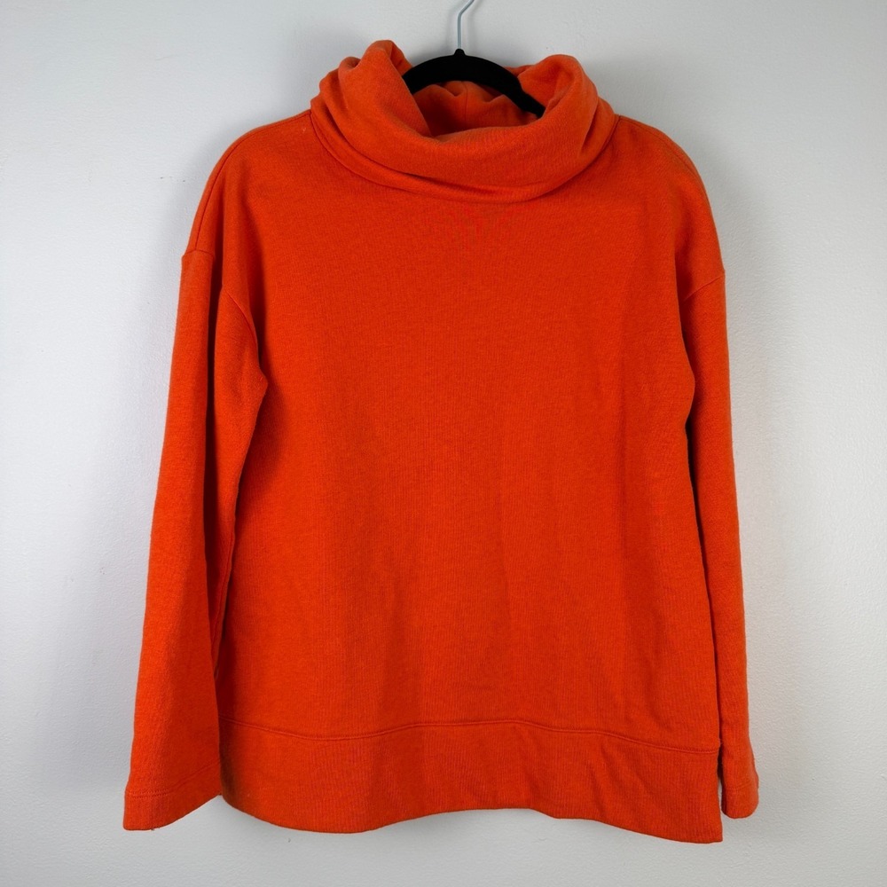 Talbots Sweater Women Small Orange Long Sleeve Turtle Neck Cotton Blend Pullover